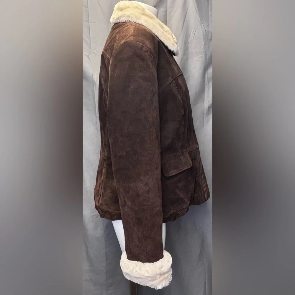 Wilson’s Rare Y2K Vintage Maxima Suede Leather Faux Fur Long Bomber Jacket XL
